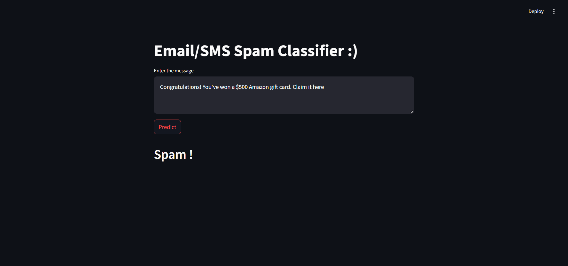 SMS Spam Classifier